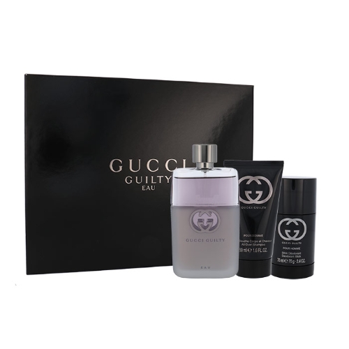 Gucci Gucci Guilty Eau Pour Homme, toaletní voda 90 ml + deo stift 75 ml + Tusfürdő 50 ml