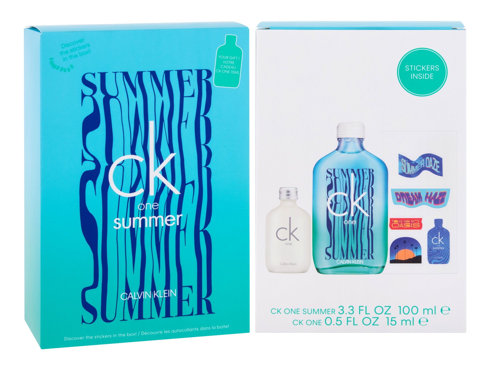 Calvin Klein CK One Summer 2021, edt 100 ml + edt CK One 15 ml + samolepky