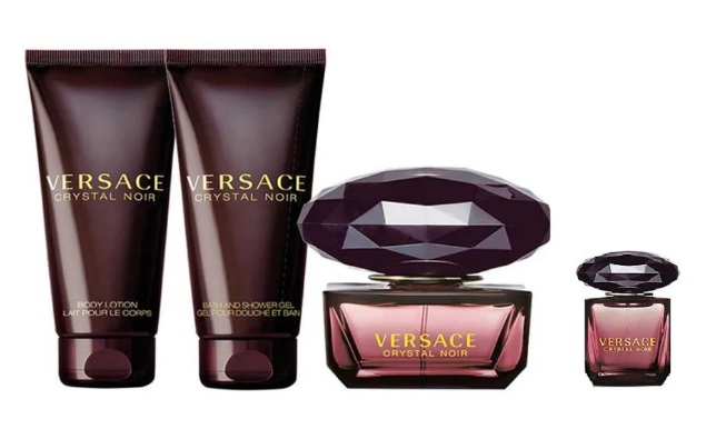 Versace Crystal Noir, SET: edp 90ml + edp 5ml + Testápoló 100ml + tusfürdő gél 100ml